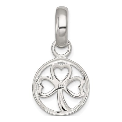 Sterling Silver 3-Leaf Clover Circle Pendant – view 4