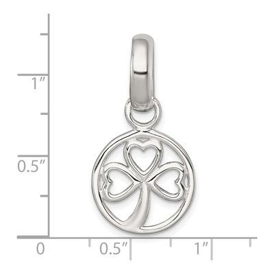 Sterling Silver 3-Leaf Clover Circle Pendant – view 5