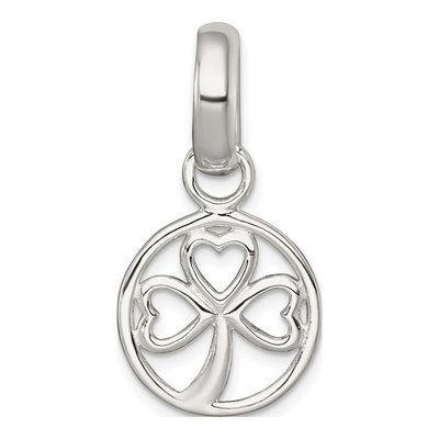 Sterling Silver 3-Leaf Clover Circle Pendant