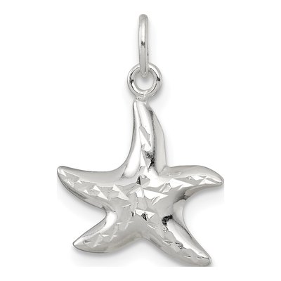 Sterling Silver 3-D Diamond-Cut Starfish Charm