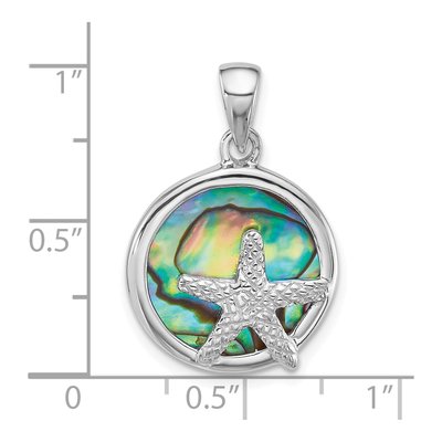Sterling Silver Abalone Starfish Circle Pendant – view 4