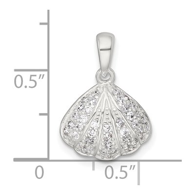 Sterling Silver CZ Shell Pendant – view 5