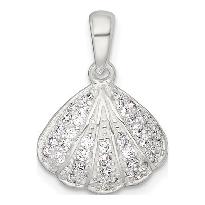 Sterling Silver CZ Shell Pendant