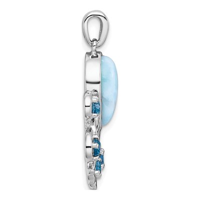 Sterling Silver Swiss Blue Topaz & White Topaz Larimar Pendant – view 3