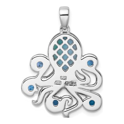 Sterling Silver Swiss Blue Topaz & White Topaz Larimar Pendant – view 4