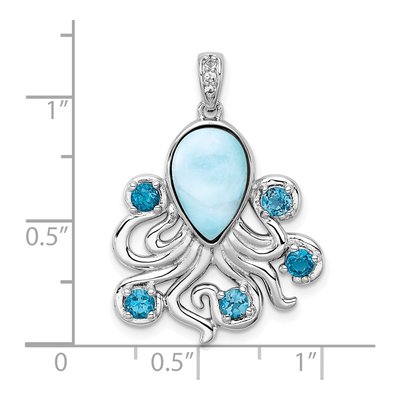 Sterling Silver Swiss Blue Topaz & White Topaz Larimar Pendant – view 5