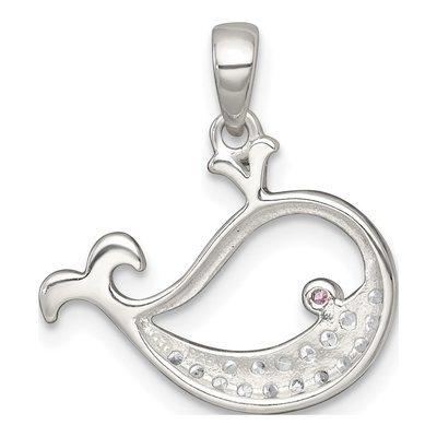 Sterling Silver CZ Whale Pendant – view 4