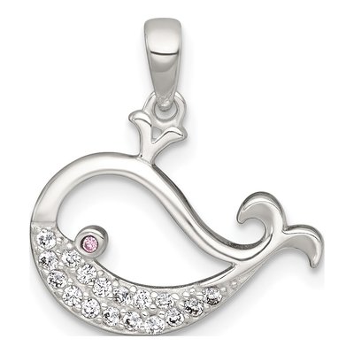 Sterling Silver CZ Whale Pendant