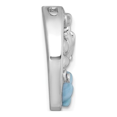 Sterling Silver CZ Larimar Dolphins Slide Pendant – view 3