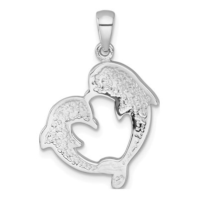 Sterling Silver CZ Dolphin Heart Pendant – view 4