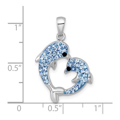 Sterling Silver CZ Dolphin Heart Pendant – view 5