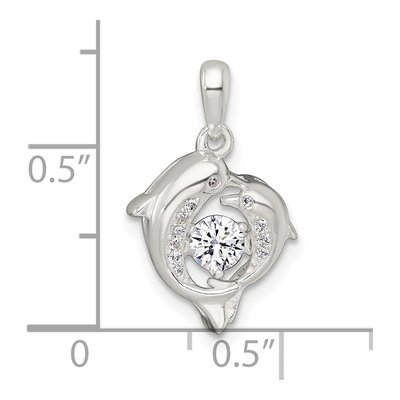 Sterling Silver CZ Dolphin Pendant – view 5