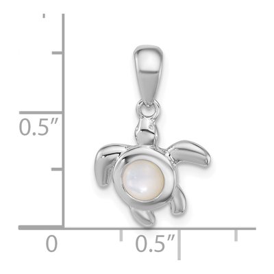 Sterling Silver Mother of Pearl Turtle Pendant – view 4