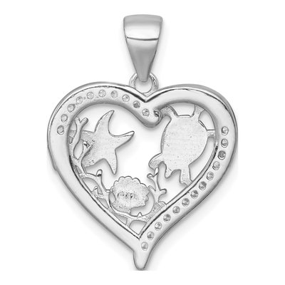 Sterling Silver Lab-Created Opal & CZ Sealife Heart Pendant – view 4