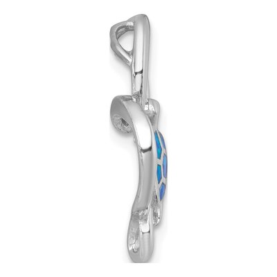 Sterling Silver Lab-Created Opal Turtle Slide Pendant – view 3