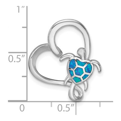 Sterling Silver Lab-Created Opal Turtle Slide Pendant – view 5