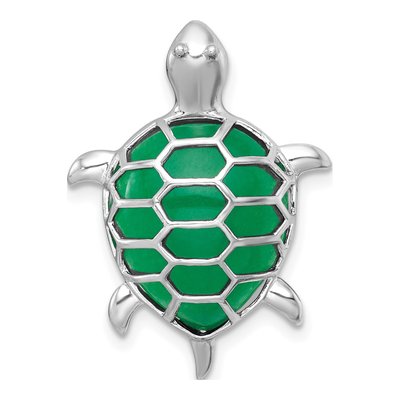 Sterling Silver Dyed Jade Turtle Slide Pendant