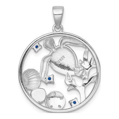 Sterling Silver CZ Larimar Sealife Pendant – view 4