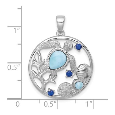 Sterling Silver CZ Larimar Sealife Pendant – view 5