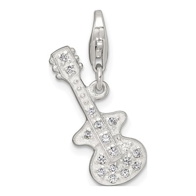 Sterling Silver CZ Guitar Charm