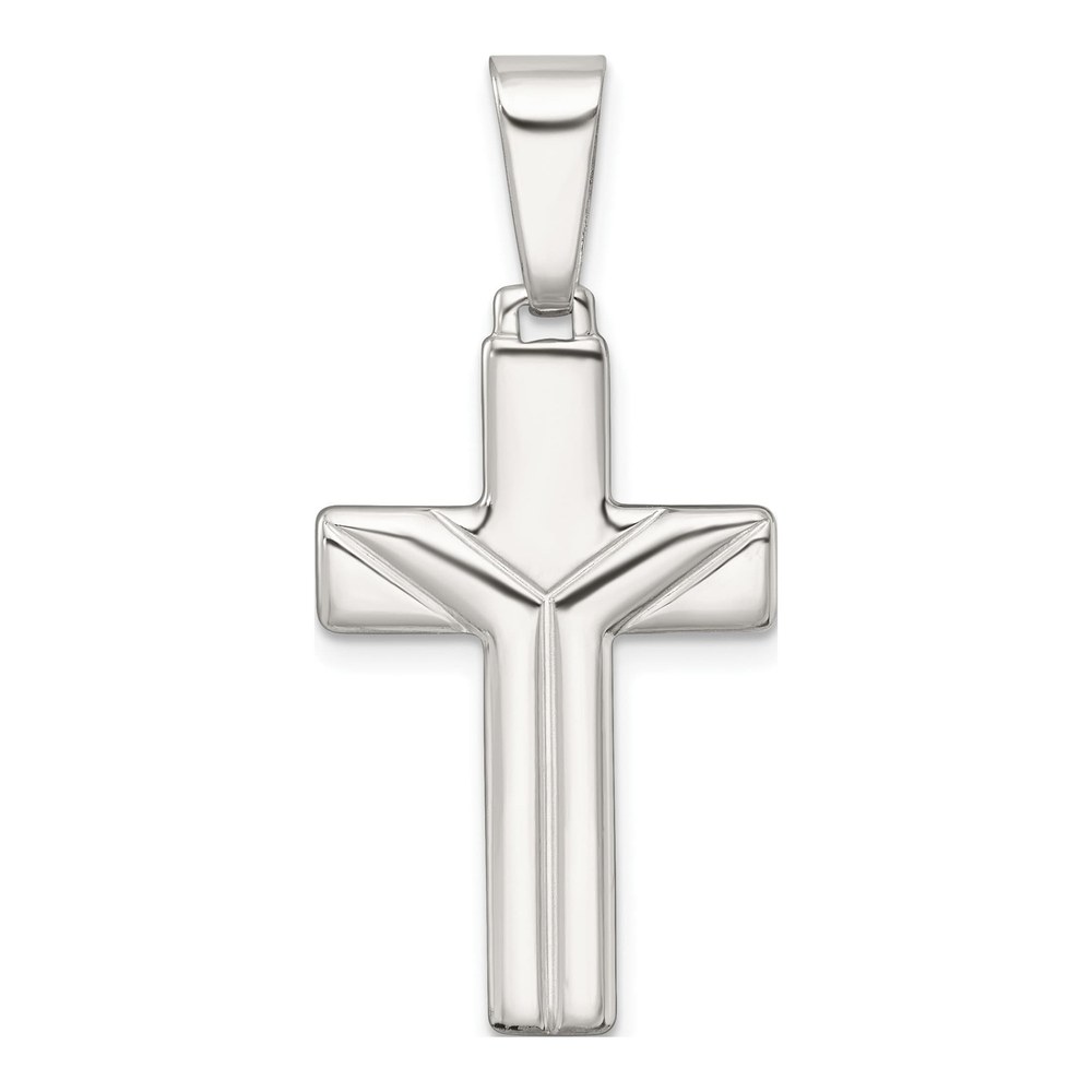 Sterling Silver Polished And Grooved Latin Cross Pendant