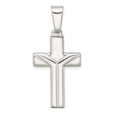 Sterling Silver Grooved Latin Cross Pendant