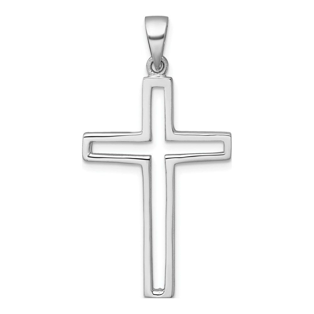 Sterling Silver Rhodium-Plated Polished Cut-Out Latin Cross Pendant