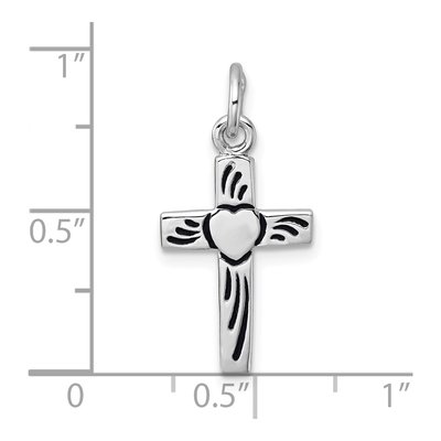 Sterling Silver Enameled Heart Cross Pendant – view 5