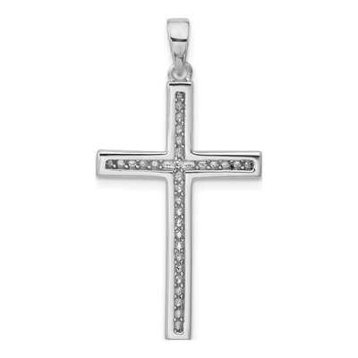 Sterling Silver CZ Pave Latin Cross Pendant – view 3