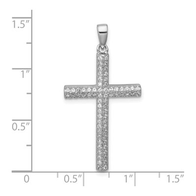 Sterling Silver CZ Pave Latin Cross Pendant – view 4