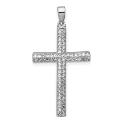Sterling Silver CZ Pave Latin Cross Pendant