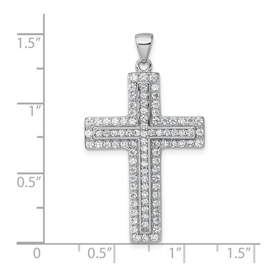 Sterling Silver CZ Latin Cross Pendant – view 5
