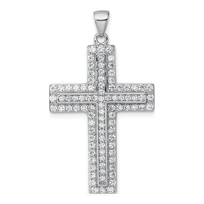 Sterling Silver CZ Latin Cross Pendant