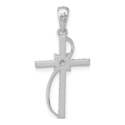 Sterling Silver CZ Latin Cross Pendant – view 4