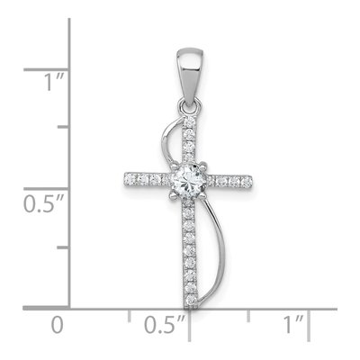 Sterling Silver CZ Latin Cross Pendant – view 5