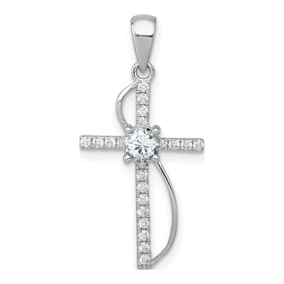 Sterling Silver CZ Latin Cross Pendant