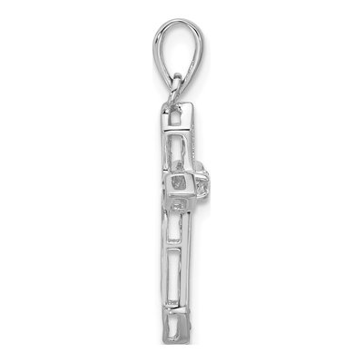 Sterling Silver CZ Pointed Cross Pendant – view 2