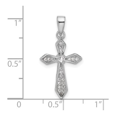 Sterling Silver CZ Pointed Cross Pendant – view 4