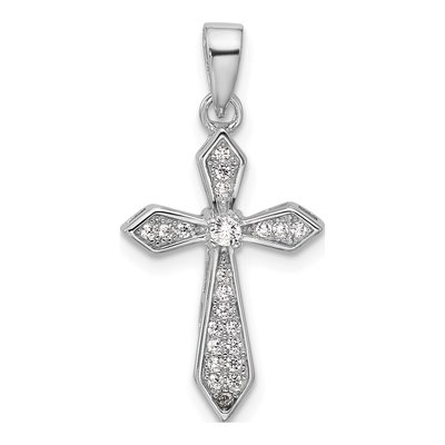 Sterling Silver CZ Pointed Cross Pendant