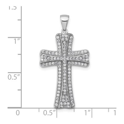 Sterling Silver CZ Pave Cross Pendant – view 5