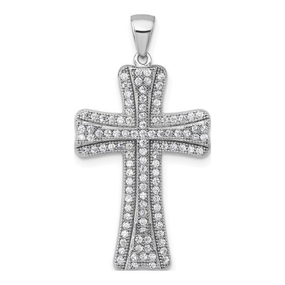 Sterling Silver CZ Pave Cross Pendant