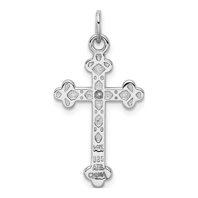 Sterling Silver & 14K Gold CZ Budded Cross Pendant – view 4