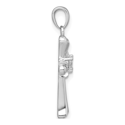 Sterling Silver CZ Fleur de Lis Cross Pendant – view 3