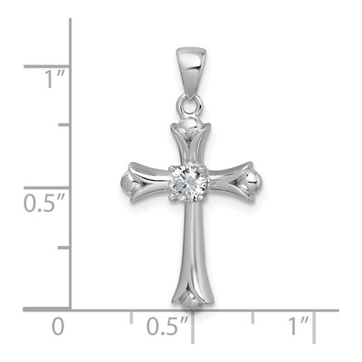 Sterling Silver CZ Fleur de Lis Cross Pendant – view 5