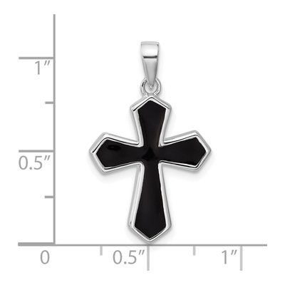 Sterling Silver Black Enamel Cross Pendant – view 4