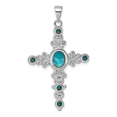 Sterling Silver Turquoise Cross Pendant – view 4