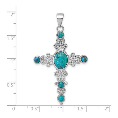 Sterling Silver Turquoise Cross Pendant – view 5