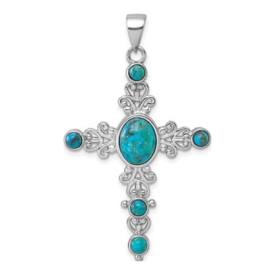 Sterling Silver Turquoise Cross Pendant