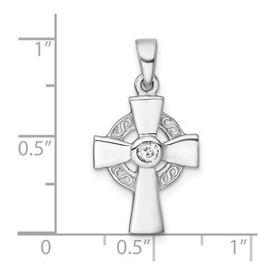 Sterling Silver CZ Celtic Cross Pendant – view 5