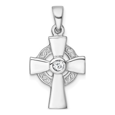 Sterling Silver CZ Celtic Cross Pendant